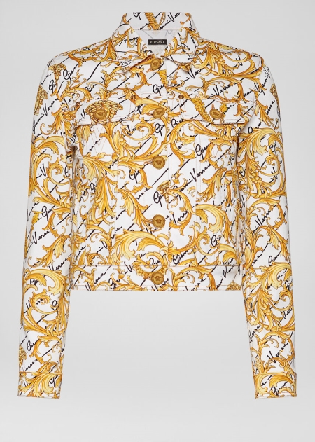 Versace Barocco Signature Print Jeansjacka Dam - 267185QVU